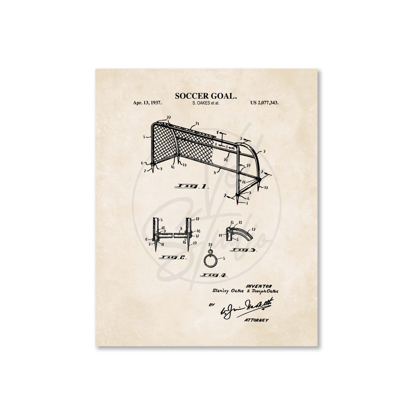 Soccer Goal Patent Wall Art - Ready to Frame Print