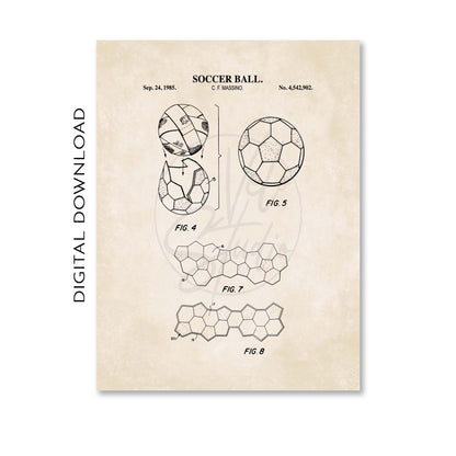 Soccer Ball Patent Art Print  - PRINTABLE DIGITAL DOWNLOAD