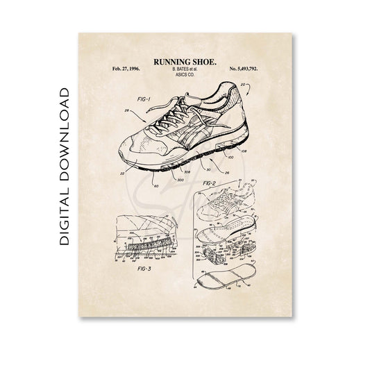 Running Shoe Patent Print Poster - PRINTABLE DIGITAL DOWNLOAD