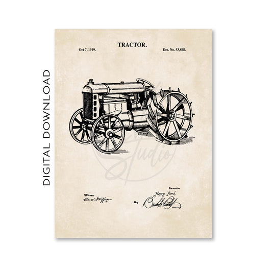 Antique Tractor Wall Art - 1919 Tractor Patent Art - DIGITAL DOWNLOAD