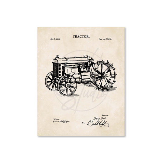 Tractor Wall Art - 1919 Tractor Patent Art - Ready to Frame Print