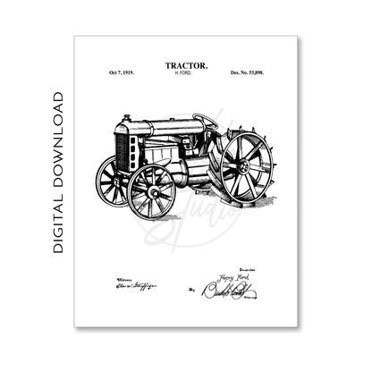 Tractor Wall Art - Antique Farm Patent Print - PRINTABLE DIGITAL DOWNLOAD