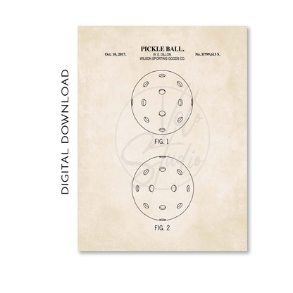 Pickleball Patent Wall Art Print - PRINTABLE DIGITAL DOWNLOAD