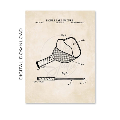 Pickleball Paddle Patent Wall Art Print - PRINTABLE DIGITAL DOWNLOAD