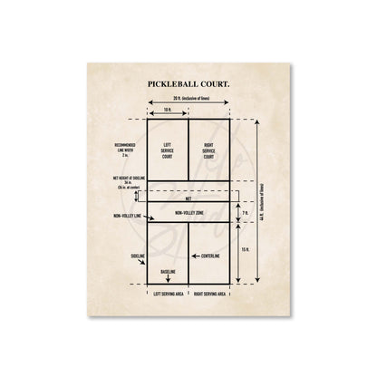 Pickleball Court Diagram Wall Art | Physical Print