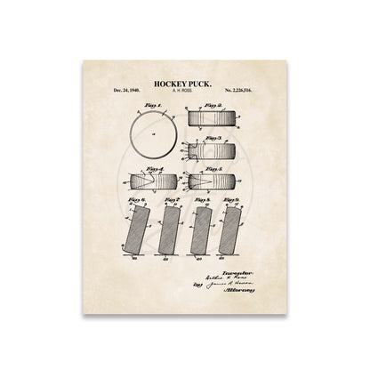Hockey Puck Patent Wall Art  - Ready to Frame Print