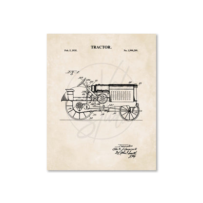 Tractor Wall Art - 1935 Tractor Patent Art - Ready to Frame Print