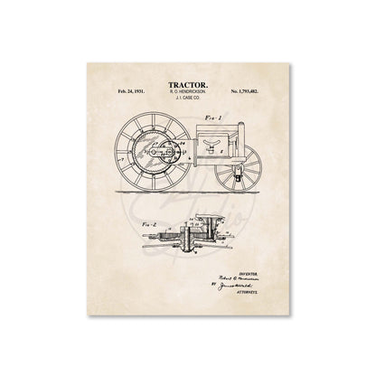 Tractor Wall Art - 1931 Tractor Patent Art - Ready to Frame Print