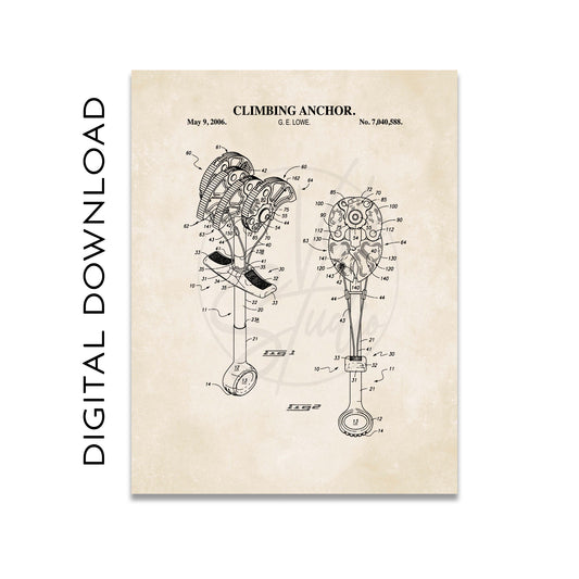 Rock Climbing Wall Art Bundle Set - Climbing Gear Patent Prints - DIGITAL DOWNLOAD