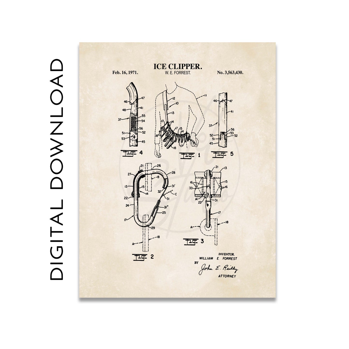 Rock Climbing Wall Art Bundle Set - Climbing Gear Patent Prints - DIGITAL DOWNLOAD