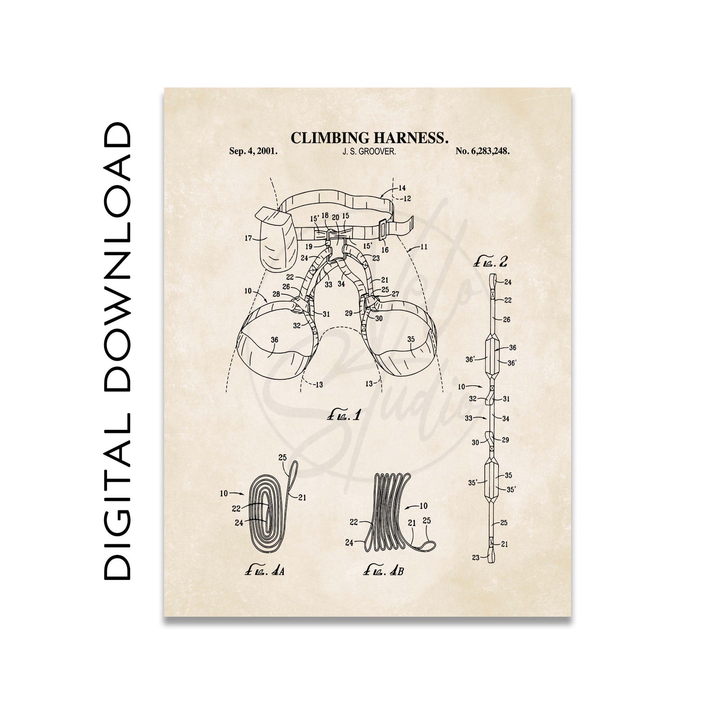 Rock Climbing Wall Art Bundle Set - Climbing Gear Patent Prints - DIGITAL DOWNLOAD