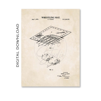 Wrestling Mat Patent Wall Art - PRINTABLE DIGITAL DOWNLOAD