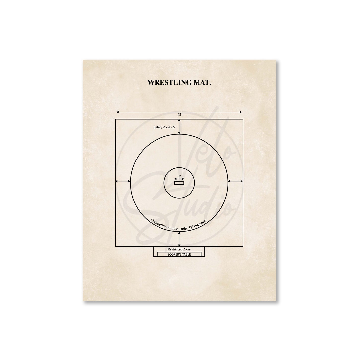 Wrestling mat diagram on a beige background