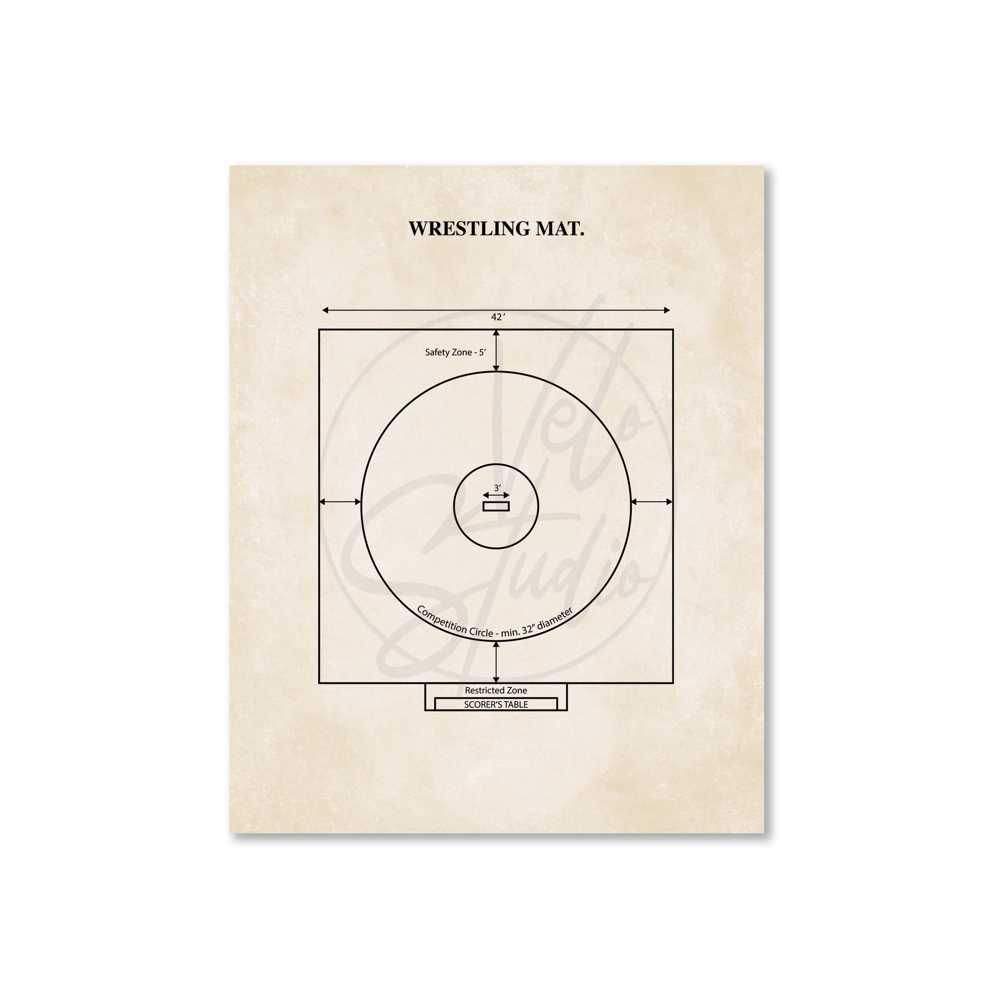 Wrestling mat diagram on a beige background