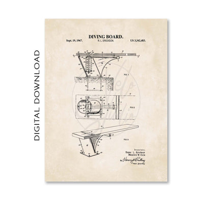 Diving Board Patent Wall Art - PRINTABLE DIGITAL DOWNLOAD