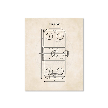 Hockey rink diagram on a beige background