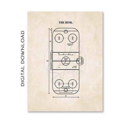 Hockey Rink Diagram Wall Art - PRINTABLE DIGITAL DOWNLOAD