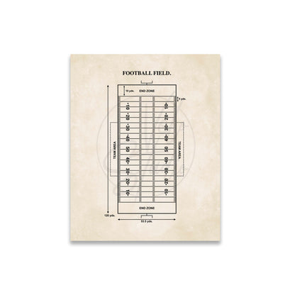 Diagram of a football field on a beige background
