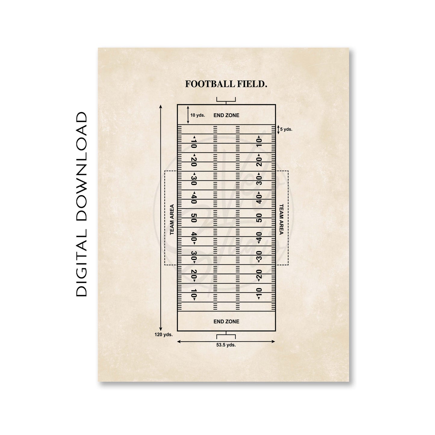 Football Field Wall Art - PRINTABLE DIGITAL DOWNLOAD