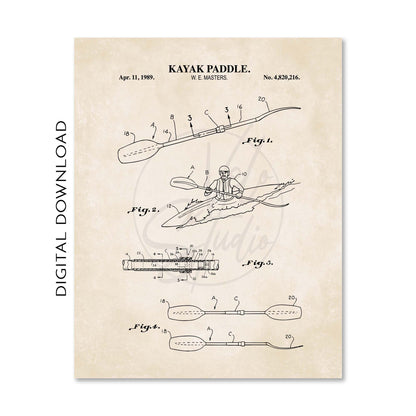Kayak Boating Patent Wall Art Set - PRINTABLE DIGITAL DOWNLOAD
