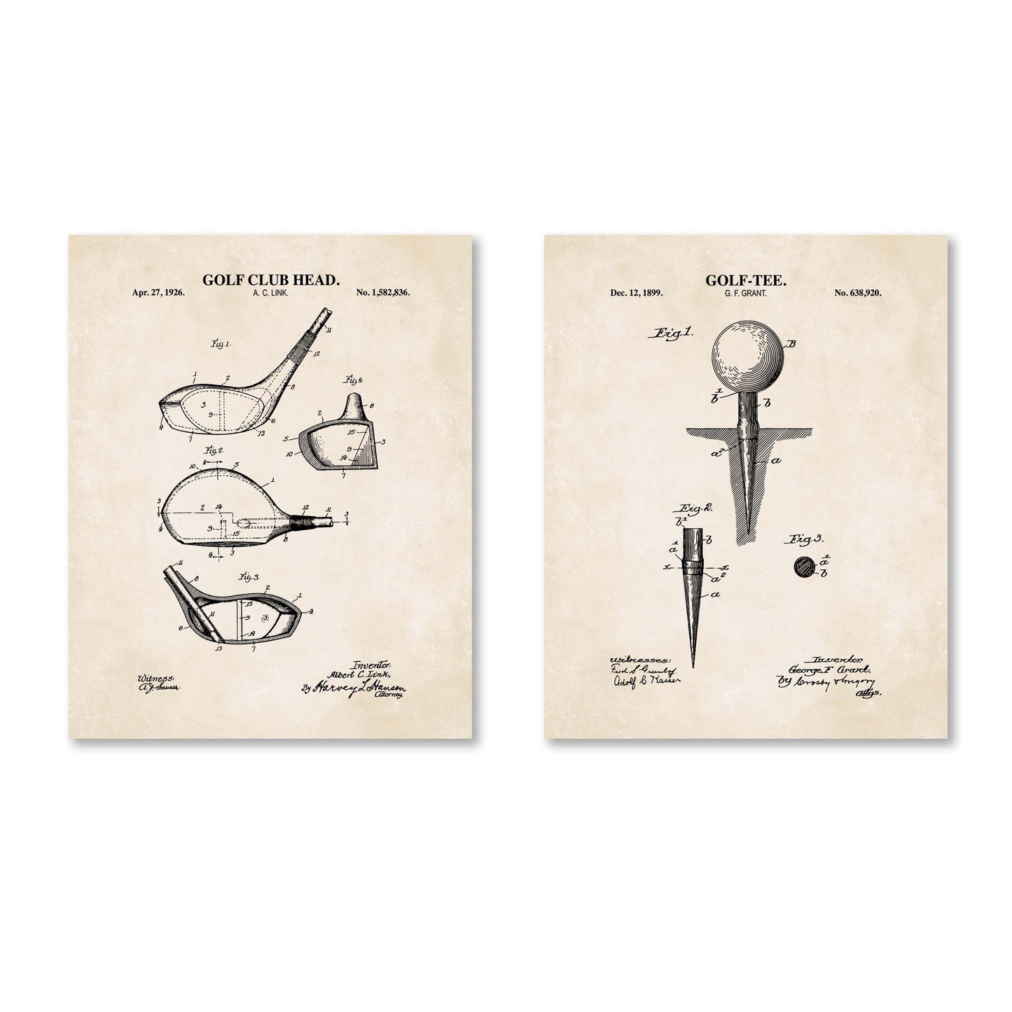 Golf Patent Wall Art Set - Ready to Frame Prints