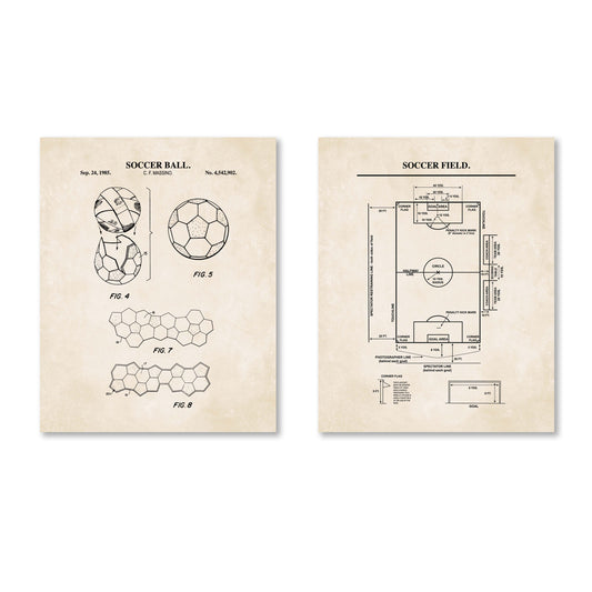 Soccer Patent Wall Art - Set of 2 Ready to Frame Prints