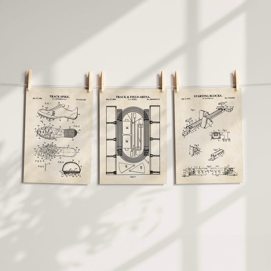 Track and Field Patent Print Wall Art - Set of 3 Ready to Frame Prints
