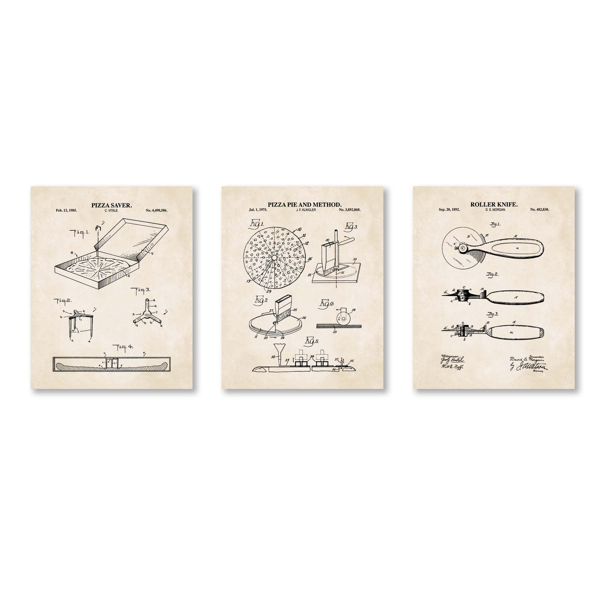 Pizza Patent Wall Art Set - Ready to Frame Prints