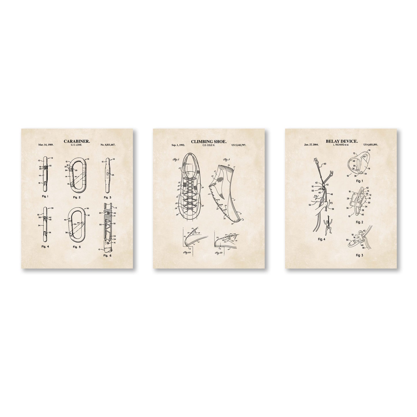 Climbing Patent Wall Art Set | Ready to Frame Prints