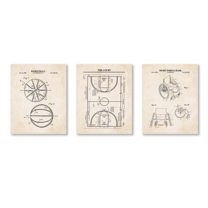 Adaptive Basketball Patent Print Wall Art - Set of 3 Physical Prints