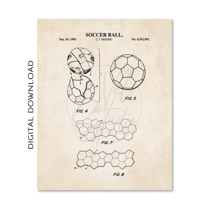 Baseball, Football, Soccer Ball and Basketball Patent Print Wall Art - Set of 4 - PRINTABLE DIGITAL DOWNLOAD