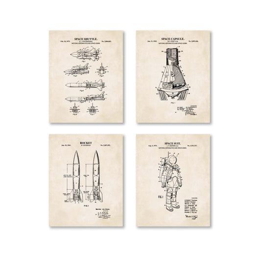 Space Patent Wall Art Set - Ready to Frame Prints