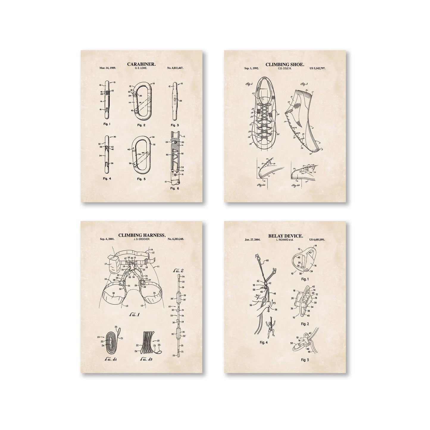 Climbing Patent Wall Art Set | Ready to Frame Prints