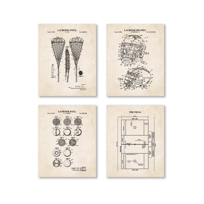 Men's Lacrosse Wall Art - Set of 4 Physical Prints