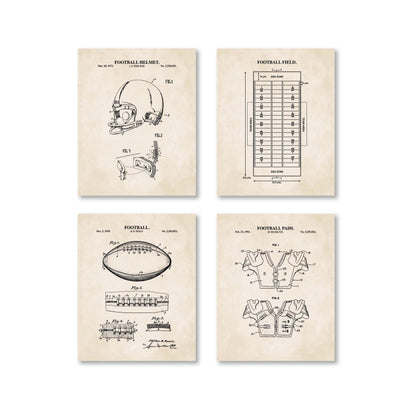 Football Patent Wall Art - Set of 4 Ready to Frame Prints