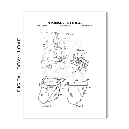Rock Climbing Patent Print Wall Art - Set of 6 - PRINTABLE DIGITAL DOWNLOAD