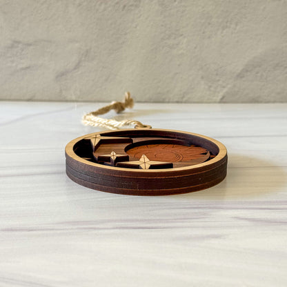 Celestial Sun and Moon Wood Ornament