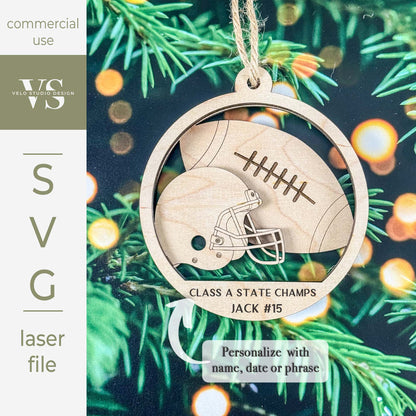 Football Ornament SVG | Personalized Layered Laser Cut File