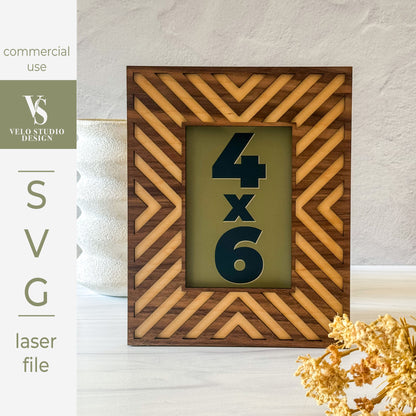 Geometric Photo Frame SVG | 4x6 Laser Cut File