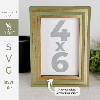 Striped Photo Frame Laser Cut File | 4x6 Photo Frame Laser SVG