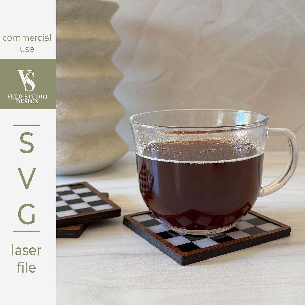 Checkerboard Coaster SVG | Layered Laser Cut File