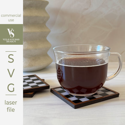 Checkerboard Coaster SVG | Layered Laser Cut File