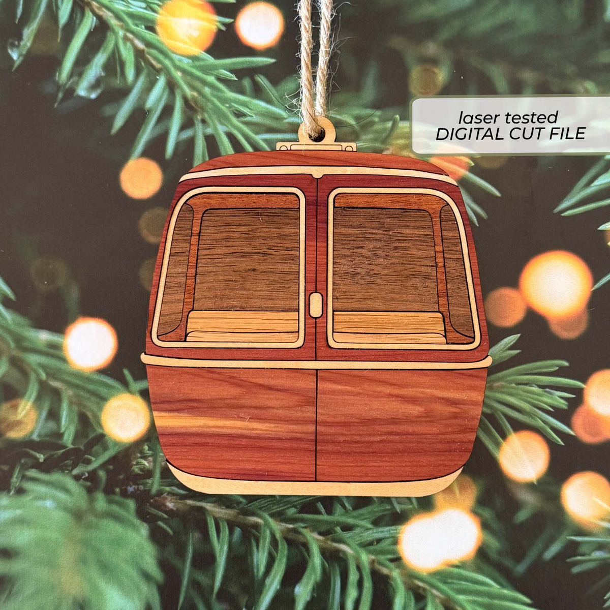 Ski Gondola Ornament SVG | Layered Laser Cut File
