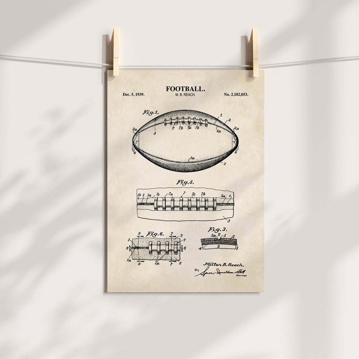 Football Patent Wall Art - Ready to Frame Print