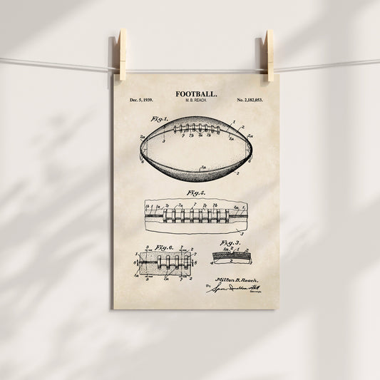 Football Patent Wall Art - Ready to Frame Print