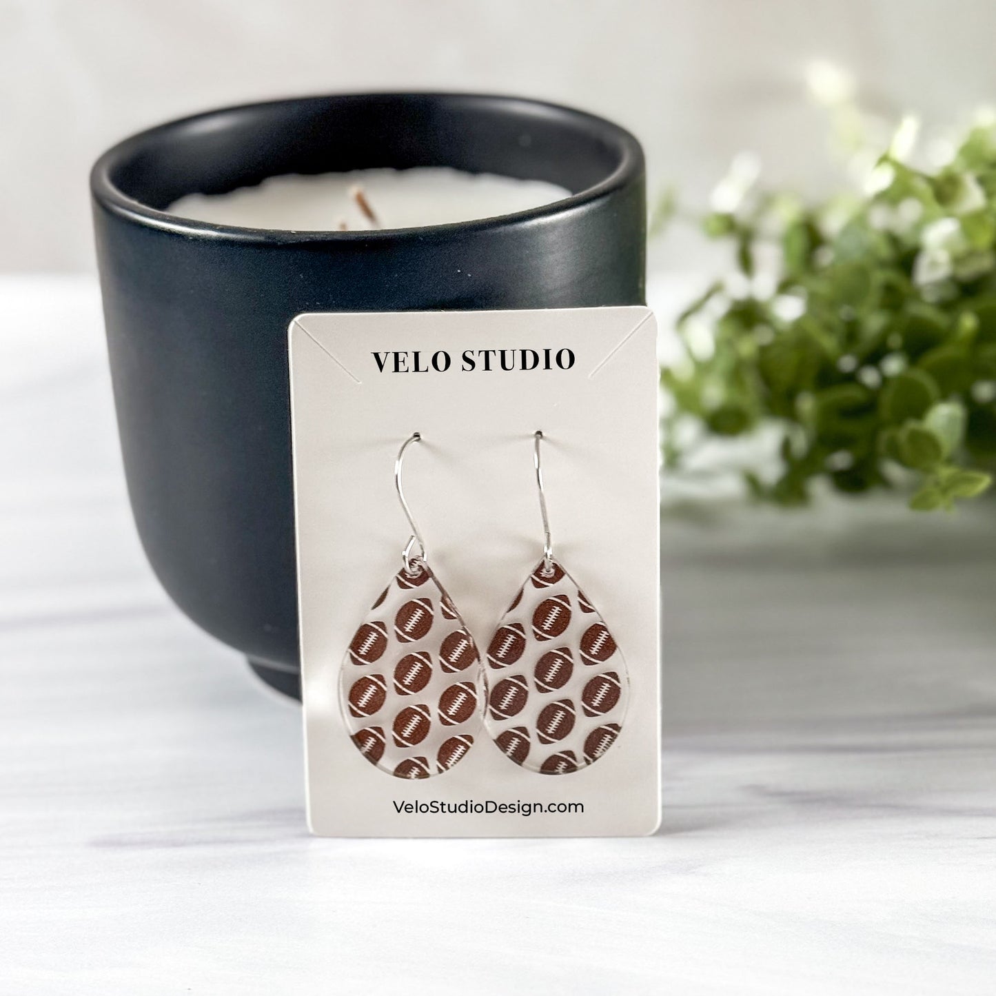 Football Teardrop Earrings - Dangle Game Day Earrings