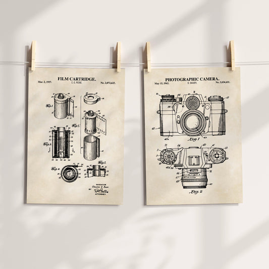 Camera & Film Cartridge Patent Wall Art – Set of 2 Ready to Frame Prints