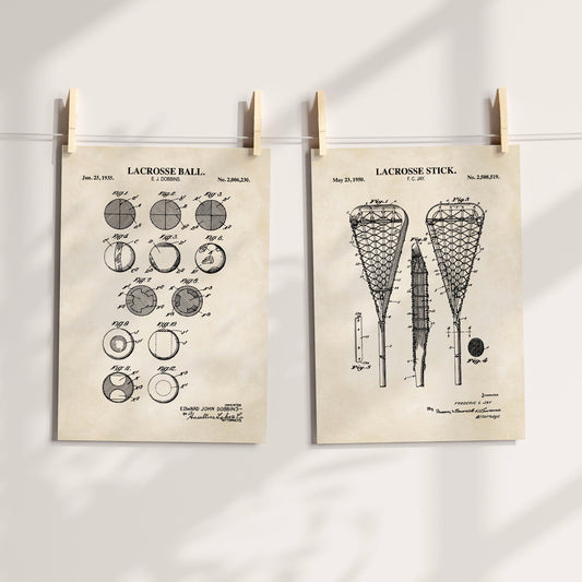 Lacrosse Patent Wall Art Set  - Set of 2 Ready to Frame Prints