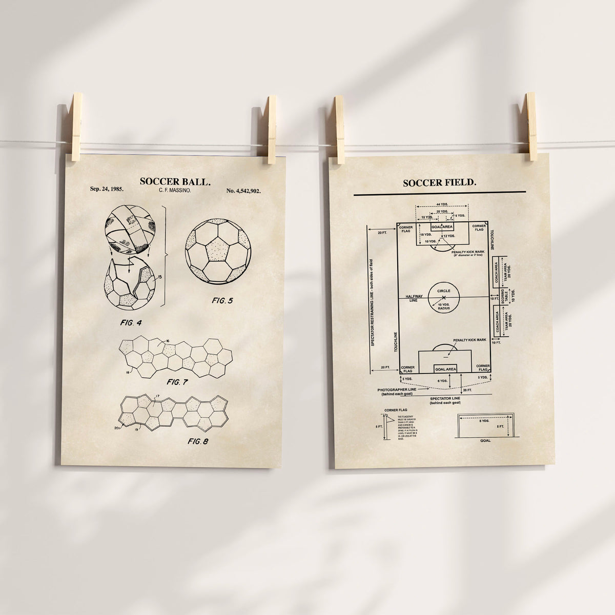 Soccer Patent Wall Art - Set of 2 Ready to Frame Prints