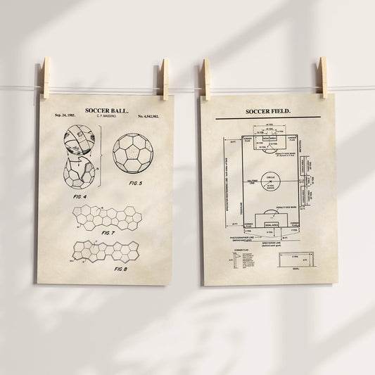Soccer Patent Wall Art - Set of 2 Ready to Frame Prints